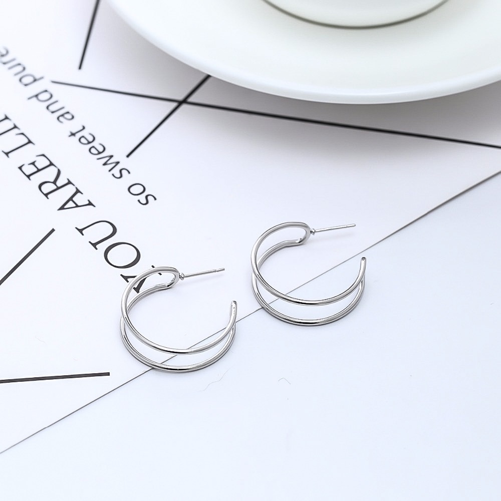 3/$30 - Silver 3/4 Hollow Wire Stud Hoops - Picture 4 of 8